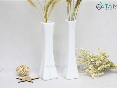 Lọ hoa gốm trắng để bàn 1 cành hoa CE-LHOA-59